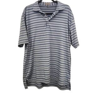 Peter Millar Men's L Polo Shirt Striped Golf Preppy Athletic L Blue Gray